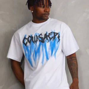 Unisex Baskılı Oversize T-Shirt - Beyaz