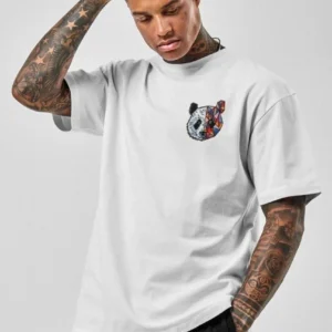 Unisex Baskılı Oversize T-Shirt - Beyaz