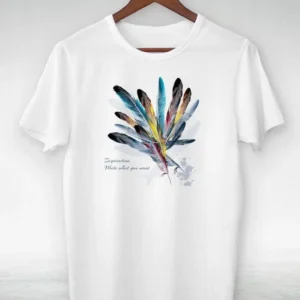 Unisex Baskılı Oversize T-Shirt - Beyaz