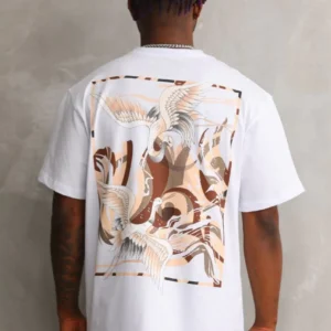 Alternative view of Unisex Baskılı Oversize T-Shirt - Beyaz