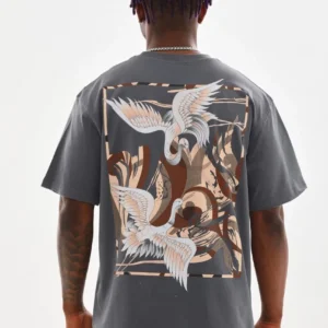 Alternative view of Unisex Baskılı Oversize T-Shirt - Füme