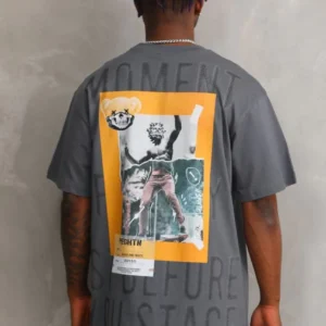 Alternative view of Unisex Baskılı Oversize T-Shirt - Füme