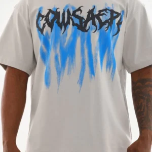 Unisex Baskılı Oversize T-Shirt - Gri