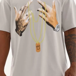 Unisex Baskılı Oversize T-Shirt - Gri