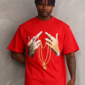 Unisex Baskılı Oversize T-Shirt - Kırmızı