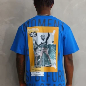 Alternative view of Unisex Baskılı Oversize T-Shirt - Mavi