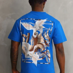 Alternative view of Unisex Baskılı Oversize T-Shirt - Mavi