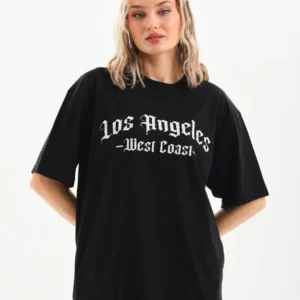 Unisex Baskılı Oversize T-Shirt - Siyah