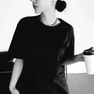 Alternative view of Unisex Baskılı Oversize T-Shirt - Siyah