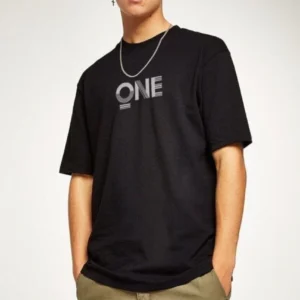 Alternative view of Unisex Baskılı Oversize T-Shirt - Siyah