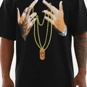 Unisex Baskılı Oversize T-Shirt - Siyah