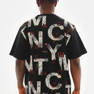 Alternative view of Unisex Baskılı Oversize T-Shirt - Siyah