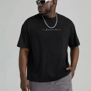 Unisex Baskılı Oversize T-Shirt - Siyah