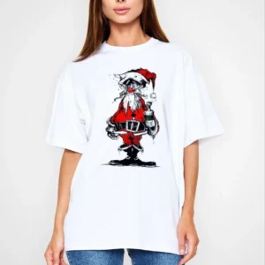 Unisex Bisiklet Yaka Baskılı Oversize T-Shirt - Beyaz