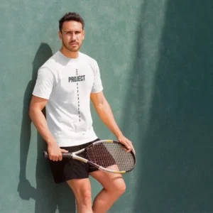 Unisex Bisiklet Yaka Baskılı Oversize T-Shirt - Beyaz