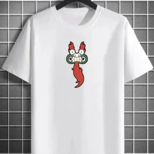 Unisex Bisiklet Yaka Baskılı Oversize T-Shirt - Beyaz