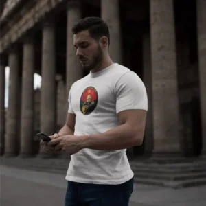 Unisex Bisiklet Yaka Baskılı Oversize T-Shirt - Beyaz