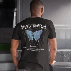 Erkek Bisiklet Yaka Baskılı Oversize T-Shirt - Siyah