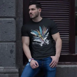 Unisex Bisiklet Yaka Baskılı Oversize T-Shirt - Siyah