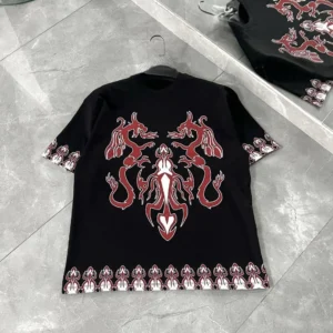 Unisex Bisiklet Yaka Baskılı Oversize T-Shirt - Siyah