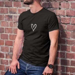 Unisex Bisiklet Yaka Baskılı Oversize T-Shirt - Siyah