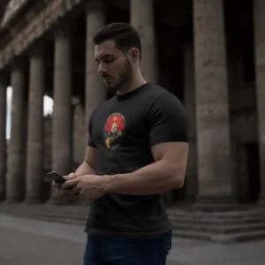 Unisex Bisiklet Yaka Baskılı Oversize T-Shirt - Siyah