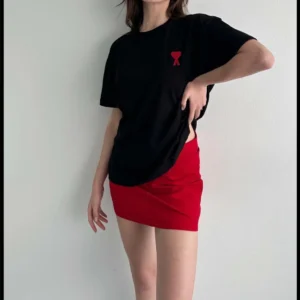 Alternative view of Unisex Bisiklet Yaka Baskılı Oversize T-Shirt - Siyah