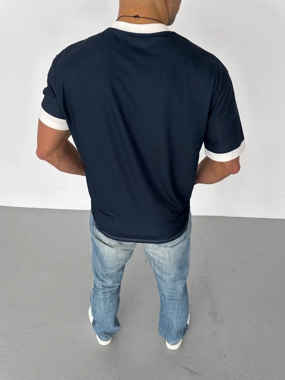 Unisex Bisiklet Yaka Baskılı Oversize T-Shirt - Siyah - Görsel 6