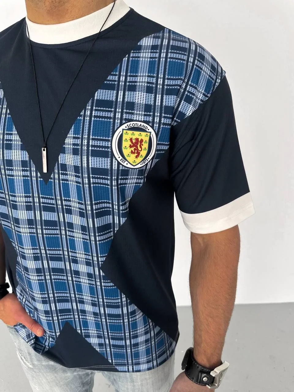 Unisex Bisiklet Yaka Baskılı Oversize T-Shirt - Siyah - Görsel 4