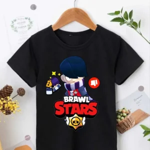 Alternative view of Unisex Bisiklet Yaka Kısa Kol Baskılı Çocuk T-Shirt - Siyah