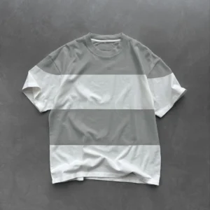 Unisex Bisiklet Yaka Parçalı T-Shirt - Gri