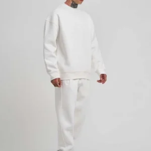 Alternative view of Unisex Biskilet Yaka Üç İplik SweatShirt - Beyaz