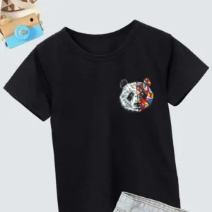 Unisex Çocuk Baskılı T-Shirt - Siyah