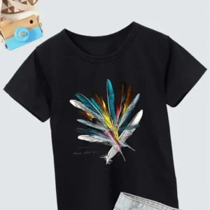 Kız Çocuk Baskılı T-Shirt- Siyah