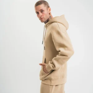 Alternative view of Unisex Double Oversize Kapşonlu Basic SweatShirt - Bej