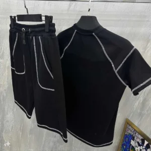 Alternative view of Unisex Karoyaka Dikişli Şortlu Takım - Siyah