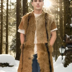 Unisex Kolsuz Uzun Yelek - Kahve