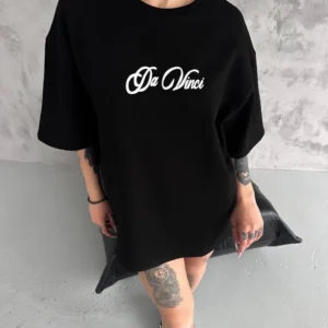 Alternative view of Unisex Baskılı Oversize T-Shirt - Siyah