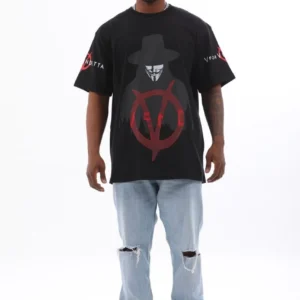 Unisex Oversize Baskılı Bisiklet Yaka T-Shirt - Siyah