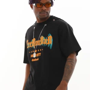 Alternative view of Unisex Oversize Kolye Dahil T-Shirt - Siyah