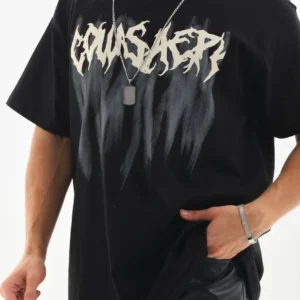 Alternative view of Unisex Oversize Kolye Dahil T-Shirt - Siyah