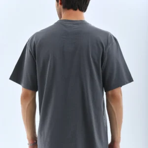 Alternative view of Unisex Oversize Taşlı Bisiklet Yaka T-Shirt - Füme