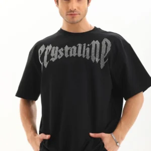 Alternative view of Unisex Oversize Taşlı T-Shirt - Siyah