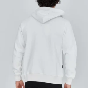 Alternative view of Unisex Tam Fermuarlı Kapşonlu  SweatShirt - Beyaz