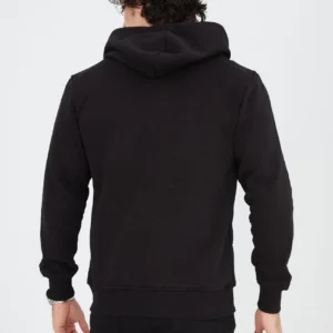 Alternative view of Unisex Tam Fermuarlı Kapşonlu  SweatShirt - Siyah