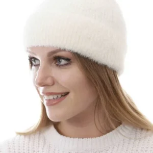 Alternative view of Unisex Tam Kalıp İnce Sakallı Triko Bere - Beyaz