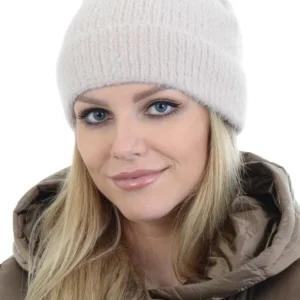 Alternative view of Unisex Tam Kalıp İnce Sakallı Triko Bere - Kırık Beyaz