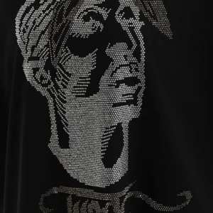 Alternative view of Unisex Taş Desenli Oversize T-Shirt - Siyah