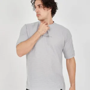 Alternative view of Unisex Waffle Kumaş Rahat Kol T-Shirt - Boyalı Gri