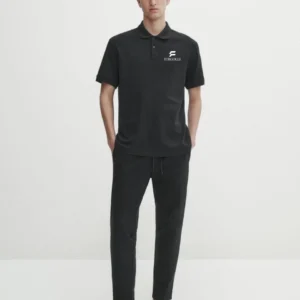 Alternative view of Yakası Düğmeli Yakalı Pike Baskılı T-Shirt - Beyaz